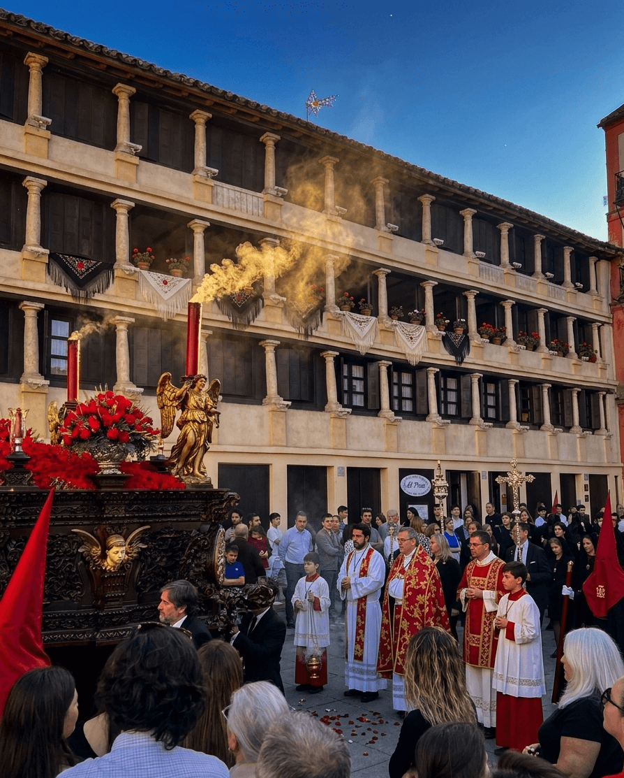 Semana Santa en la Plaza de la Corredera, paso frente a Bar El Pozo